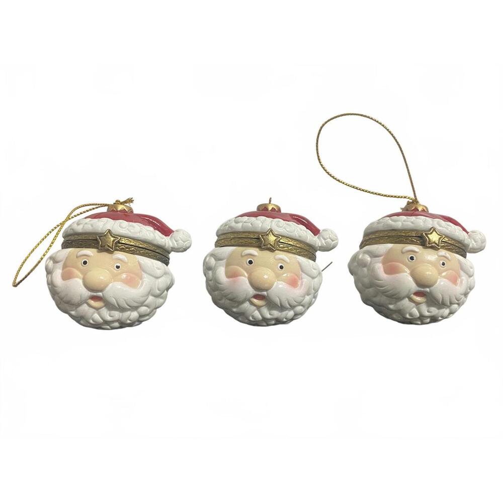Santa Claus Ceramic Head Christmas Trinket Ornaments